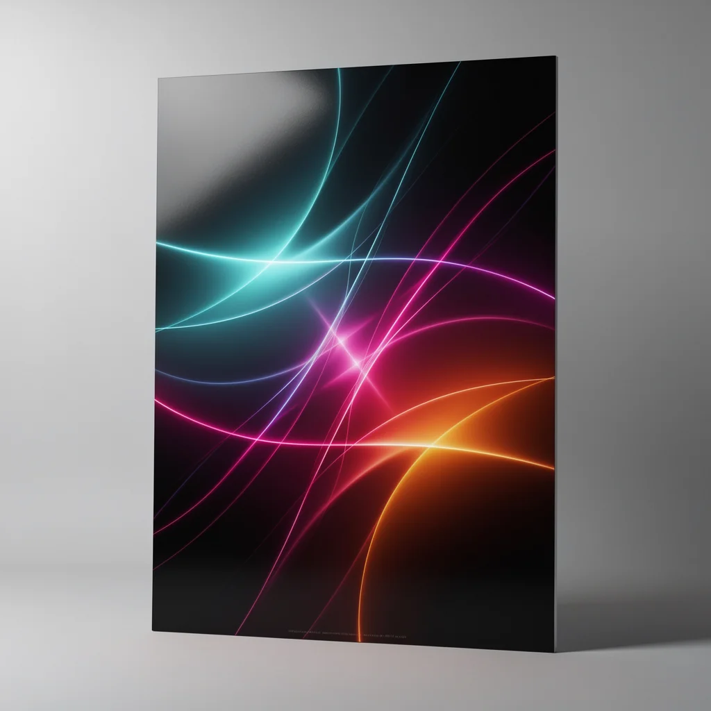 High contrast digital art print on display